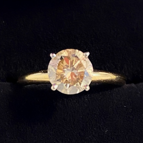 1.27ctw Champagne Diamond Solitaire Ladies Engagement Gold Ring w/ Gift Box - Picture 4 of 14